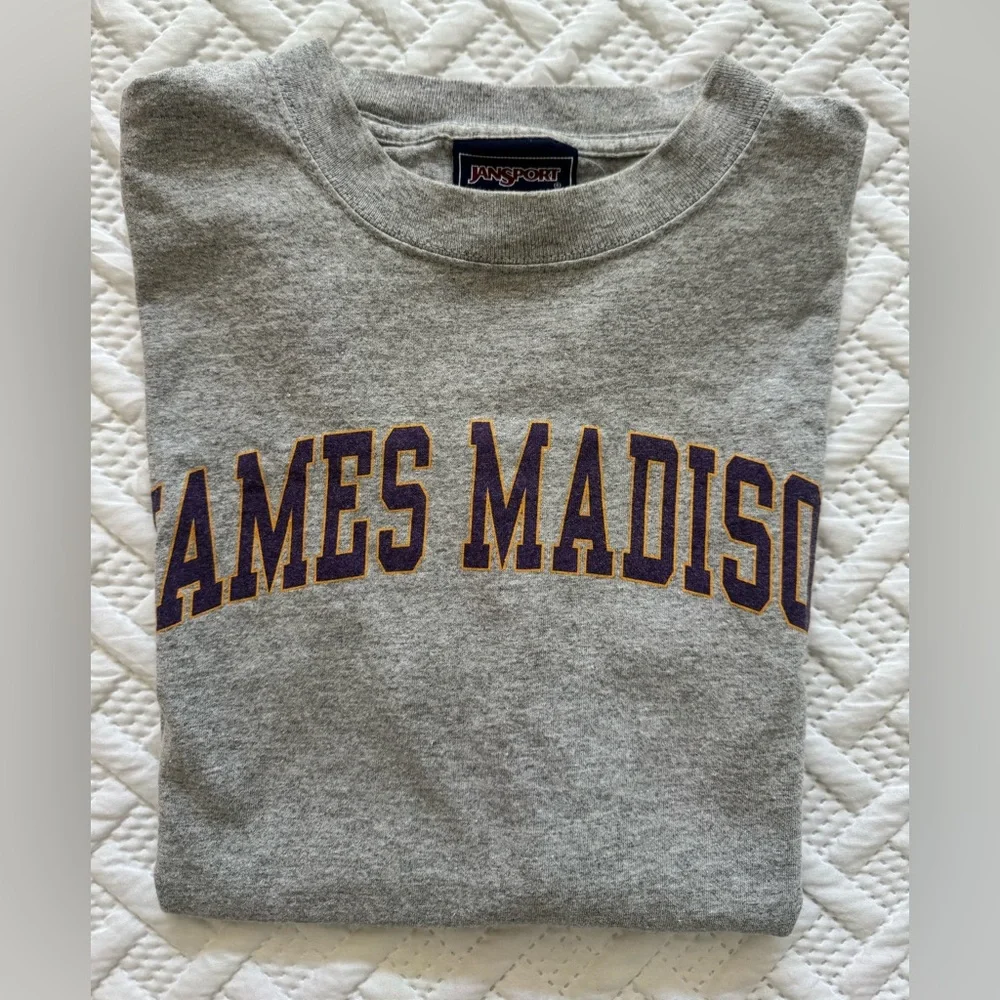 Vintage 90s James Madison University JMU T-Shirt JanSport Gray Purple Medium M - Picture 5 of 8